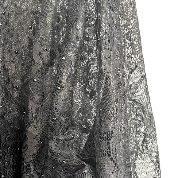 Mac Duggal Dress 67143 Sequin Lace Black Beaded Gown long sleeve slit 24W - Picture 8 of 13